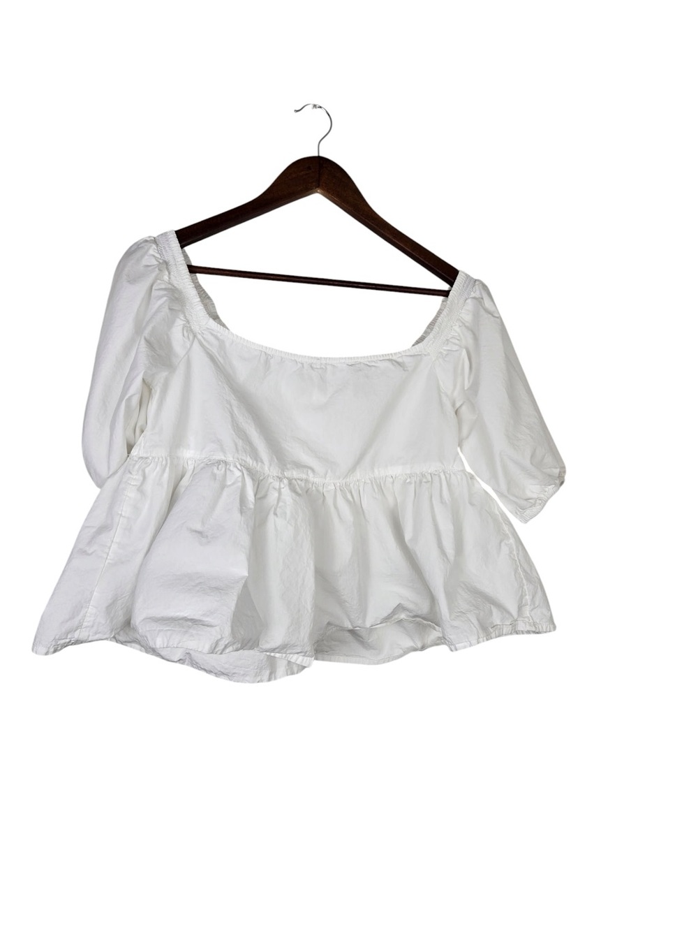 Free People Veronica Sweetheart Peplum Blouse White Top SZ M - Picture 6 of 9